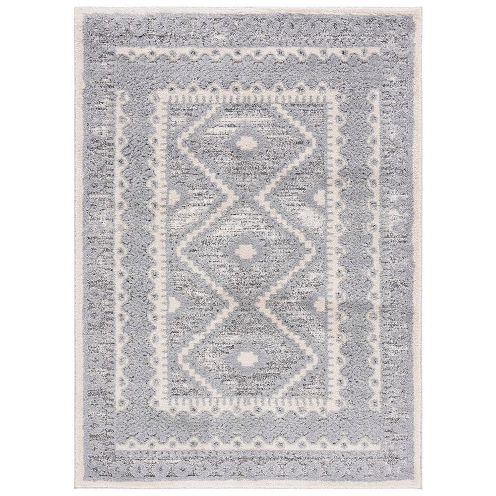 Gray Geometric Tufted Washable Shag Rug 5'1" x 7'6"