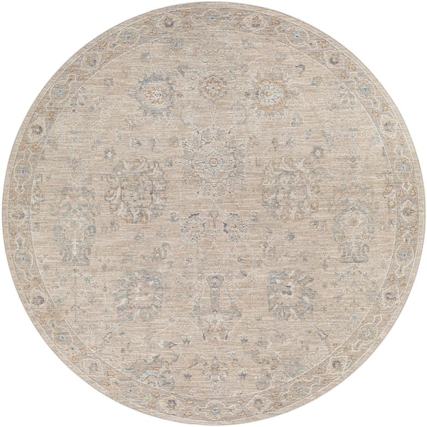 Livabliss Hinata Light Gray 8 ft. Round Indoor Area Rug