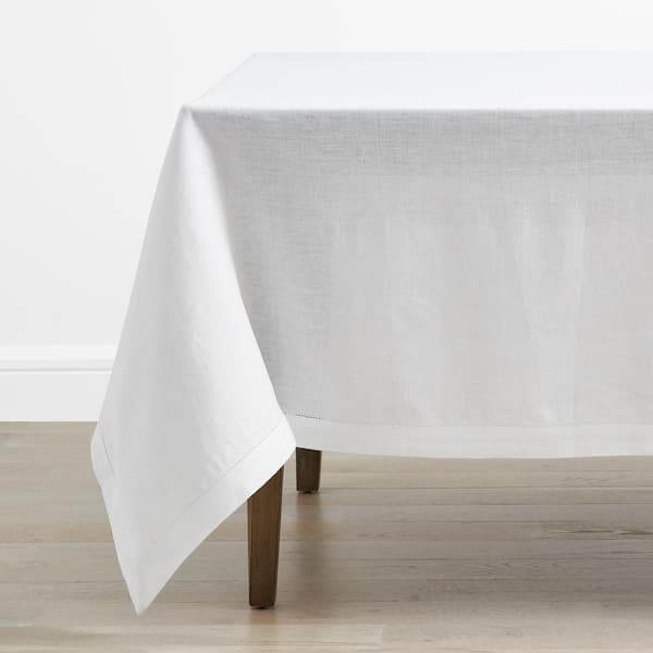 Linen 70 in. X 90 in. Solid White Tablecloth
