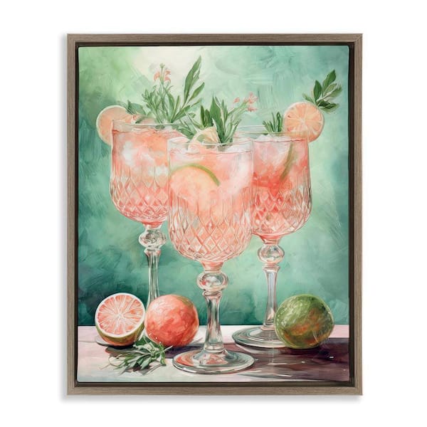 Stupell Industries Pastel Grapefruit Cocktails by Daphne Polselli Brown Floater Frame Food Graphic Art Print 21 in. x 17 in.