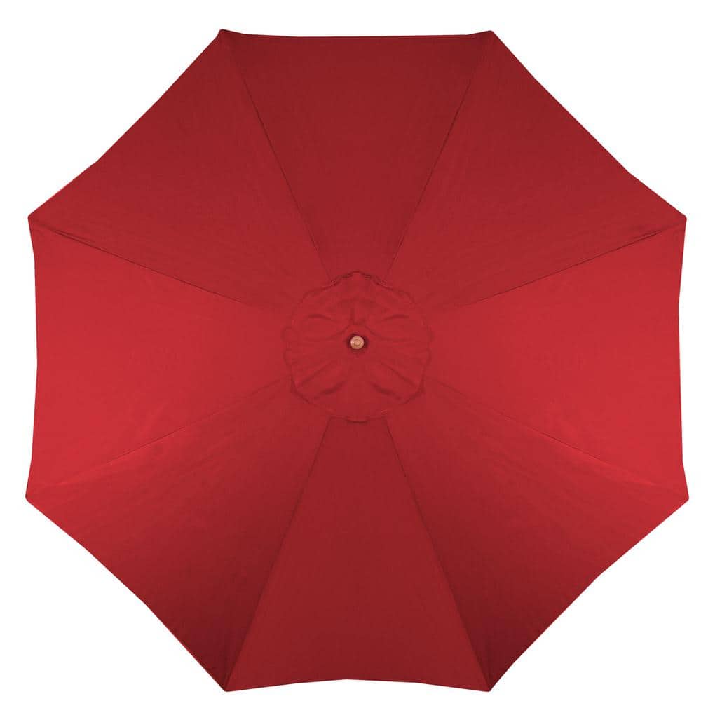 Red 9ft Octagon Outdoor Market Umbrella with Wooden Pole