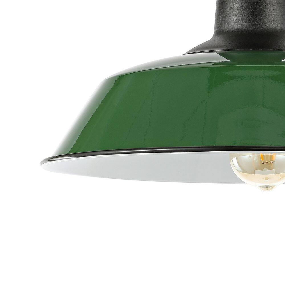 Camila 14" Green/Black Industrial LED Ceiling Light for Indoor/Outdoor