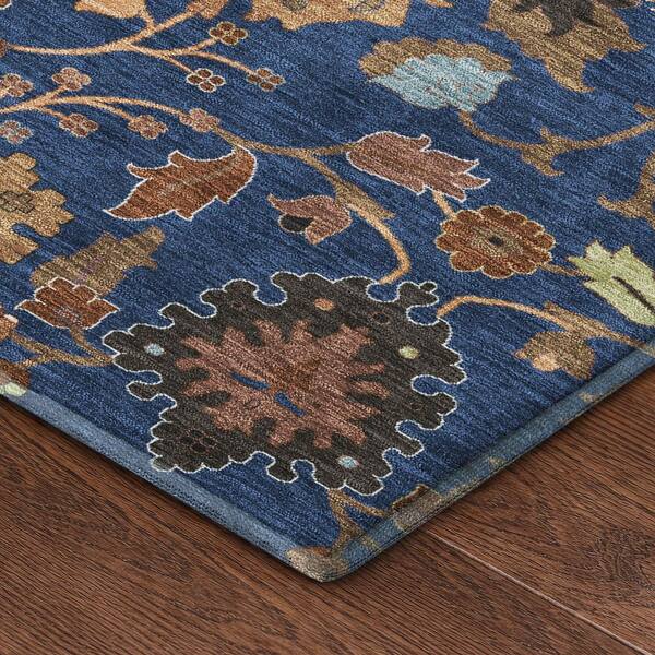 Mayfield Premium Machine Washable Abstract AMF2458 Navy 5 ft. x 7 ft. 6 in. Area Rug