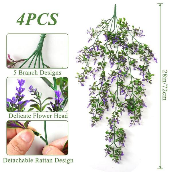 5 in. 4-Piece 28 in. Purple Artificial Vine UV Resistant Plastic