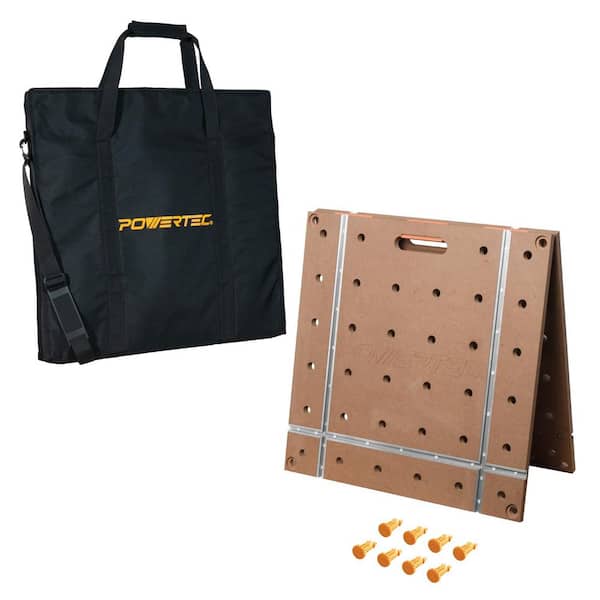 Arachni-Flex 24 in. x 48 in. Foldable Workbench Tabletop w/ 3/4 in. Dog Holes T-Tracks Quick-Insert Locks & Carrying Bag