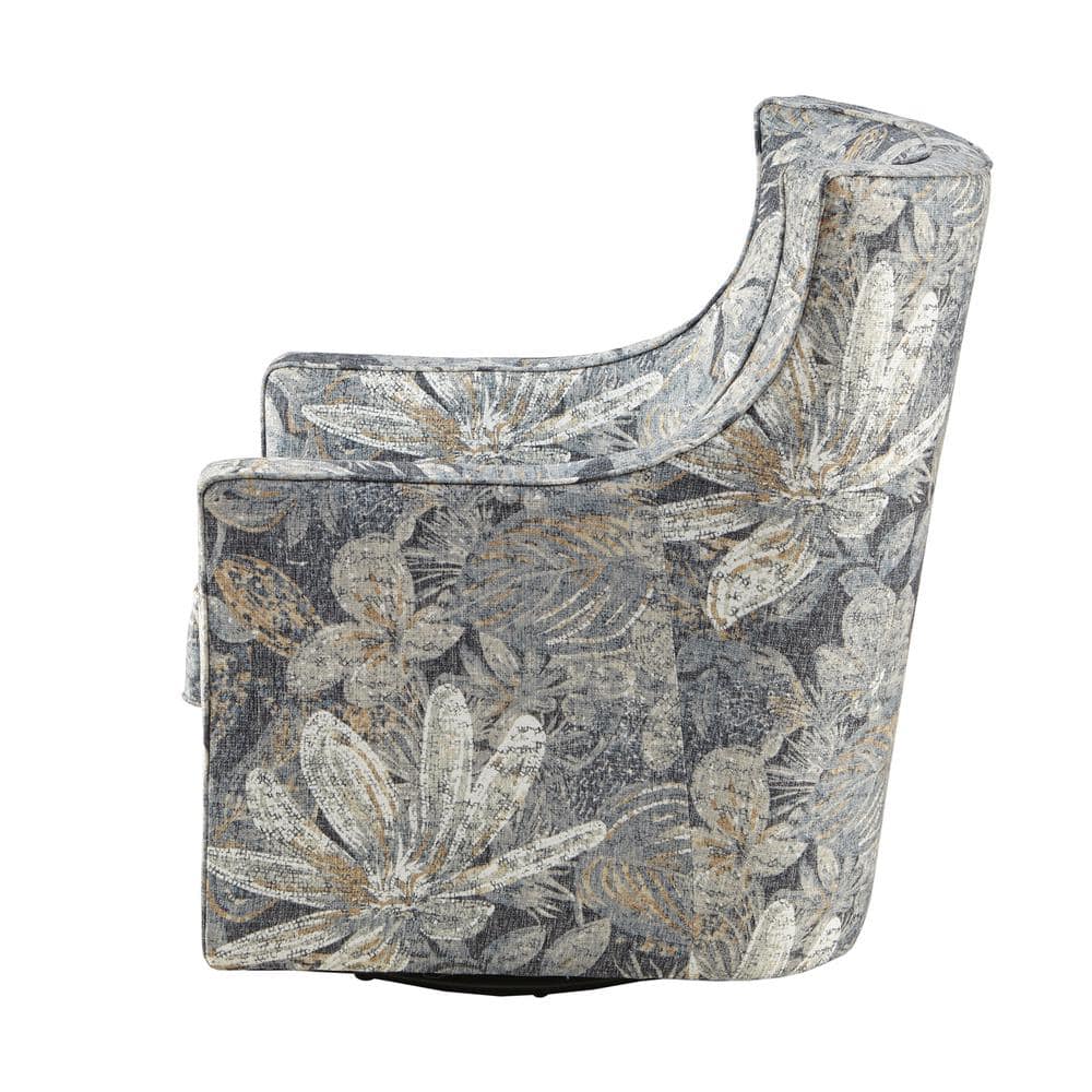 Alana Blue Floral Upholstered Swivel Glider Chair
