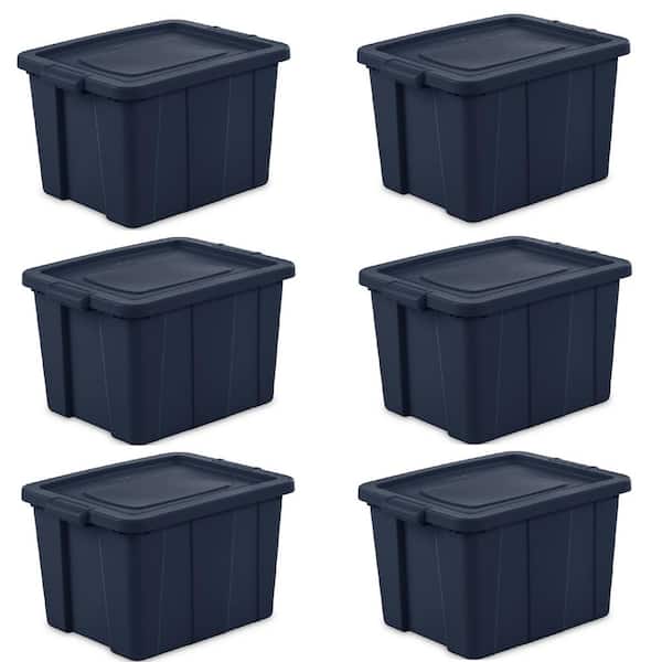 Sterilite Tuff1 30 Gallon Plastic Stackable Basement Garage Attic Storage  Organizer Tote Container Bin with Latching Lid, Dark Indigo Blue (4 Pack)
