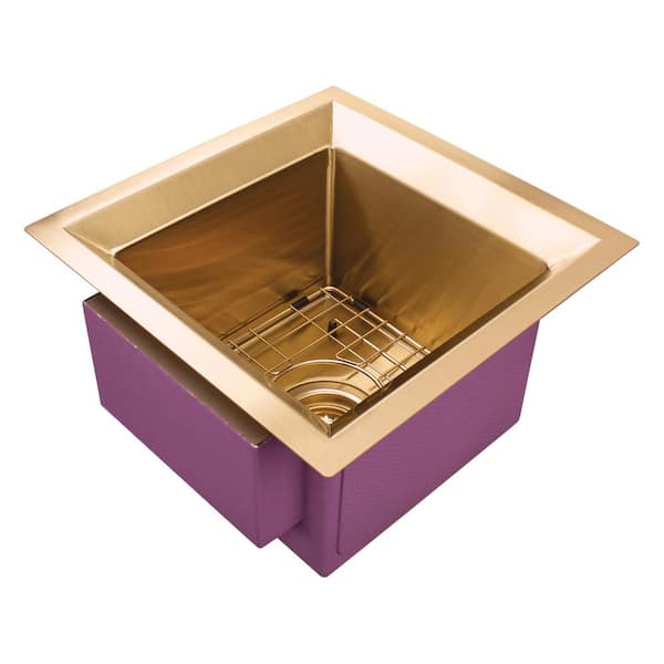 Transolid Studio 15 in. Undermount Single Bowl 14-Gauge PVD Satin Brass Stainless Steel Kitchen Sink with Sink Pocket