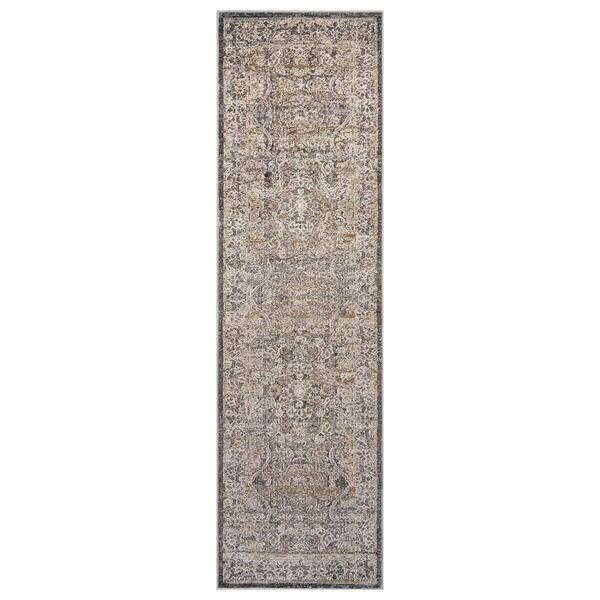 Vintage Abrder Stone Indoor High-Low Runner Rug 2 ft. x 12 ft. Gray
