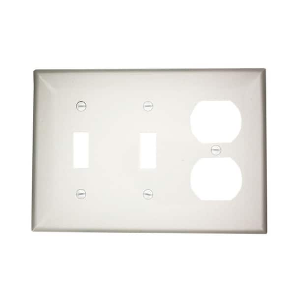 Leviton White 3-Gang 2-Toggle/1-Duplex Wall Plate (1-Pack)