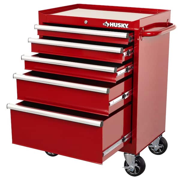 Husky Standard-Duty 27 in. W x 18 in. D 5-Drawer Red Rolling Tool