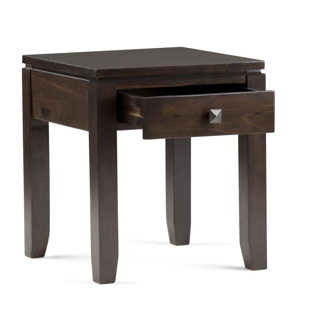 Cosmopolitan Compact Mahogany End Table with Storage Drawer