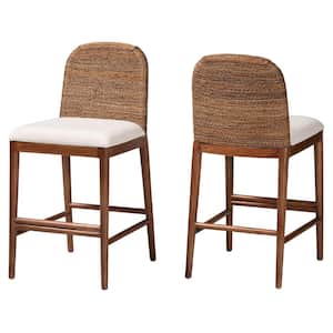 Nadim 22 in. Natural Seagrass and Wood Counter Stool (Set of 2)