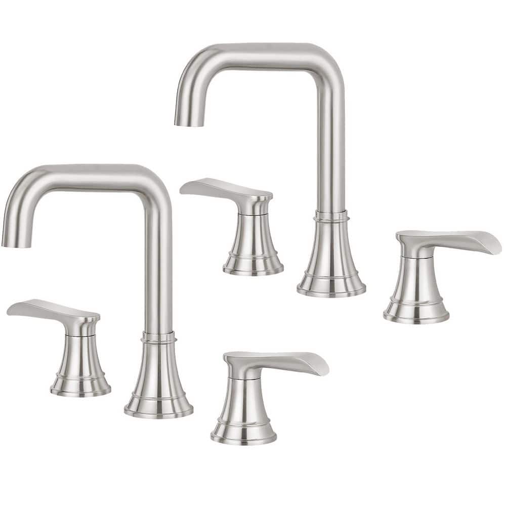 Double-Handle 8 in. Widespread Bathroom Faucet in Brushed Nickel (2-Pack) price history on PriceWatchPro