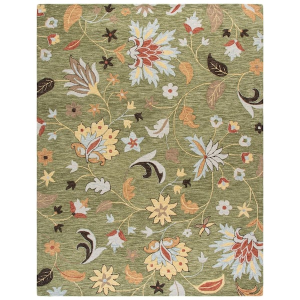 Jardin 9 ft. x 12 ft. Green/Blue Vine Area Rug