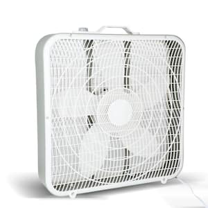 20 in. 3 Fan Speed Cooling Box Fan with Aerodynamic Shaped Fan Blades in White