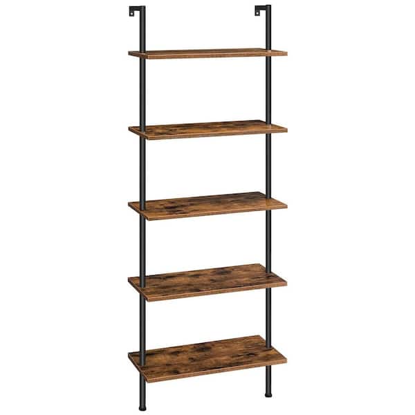 Cubilan 23.6 in. W x 9.4 in. D Rustic Brown Decorative Wall Shelf, DIY Ladder Shelf Bookcase