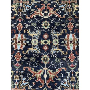 Navy/Red 10 ft. x 14 ft. Hand Knotted Wool Traditional Tabriz Design Rug, Area Rug
