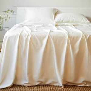 Luxury 100% Viscose from Bamboo Bed Sheet Set (4-pcs), Queen - Ivory