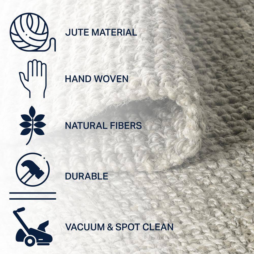 Gray Handwoven Jute Reversible Rectangular Area Rug