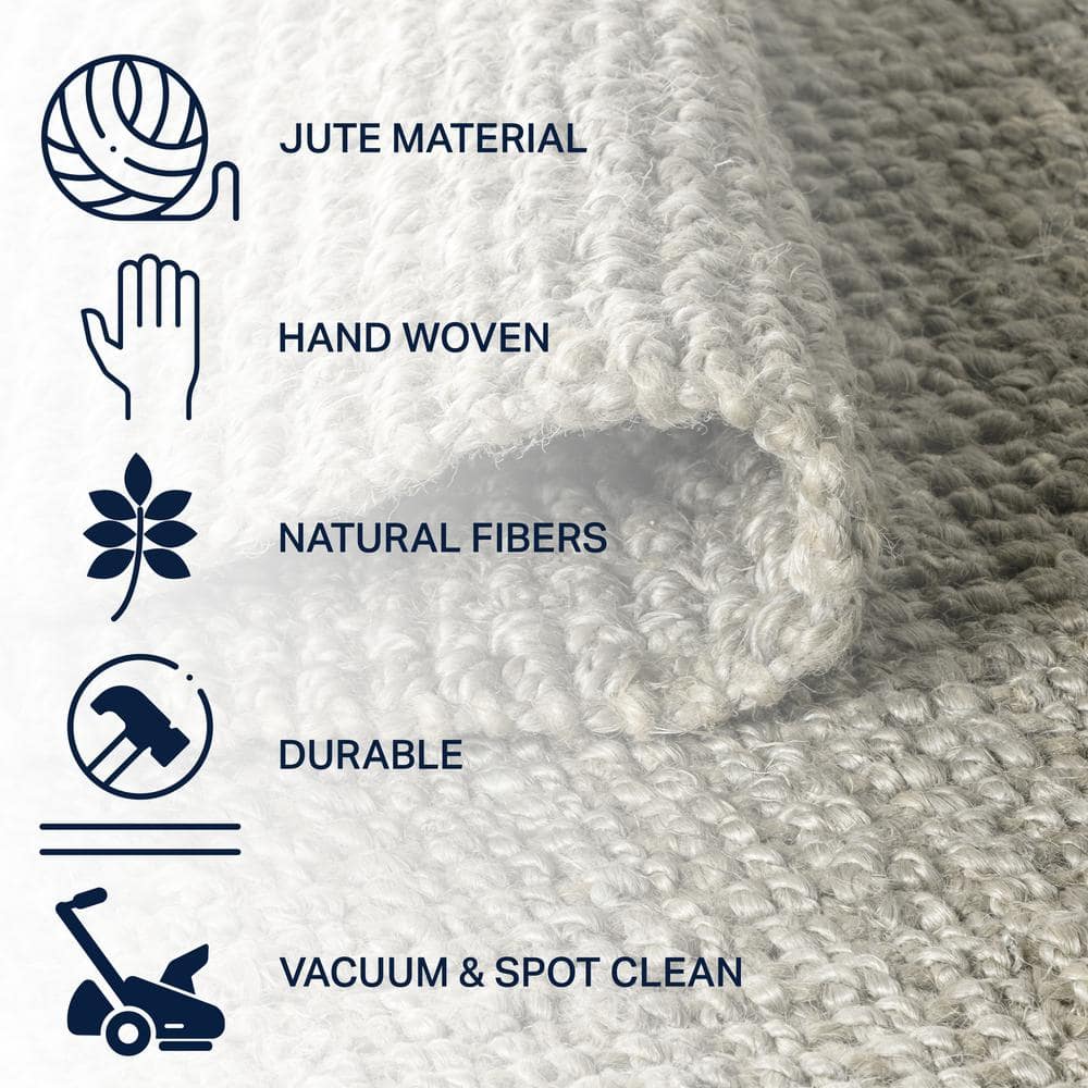 Gray Handwoven Chunky Jute 4' x 6' Reversible Area Rug
