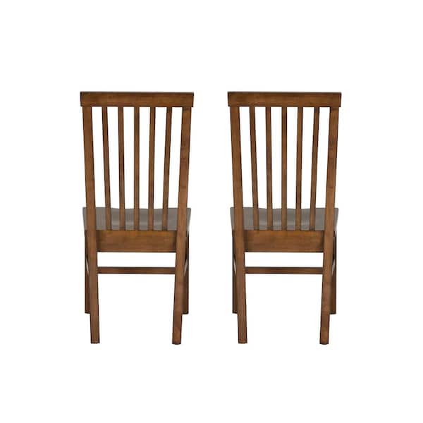 Linon Home Decor Terryn Walnut Wood Seat Side Dining Chair (Set of