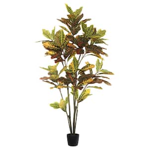 5 ft. Green and Orange Artificial Cronton Other Everyday Tree in Pot