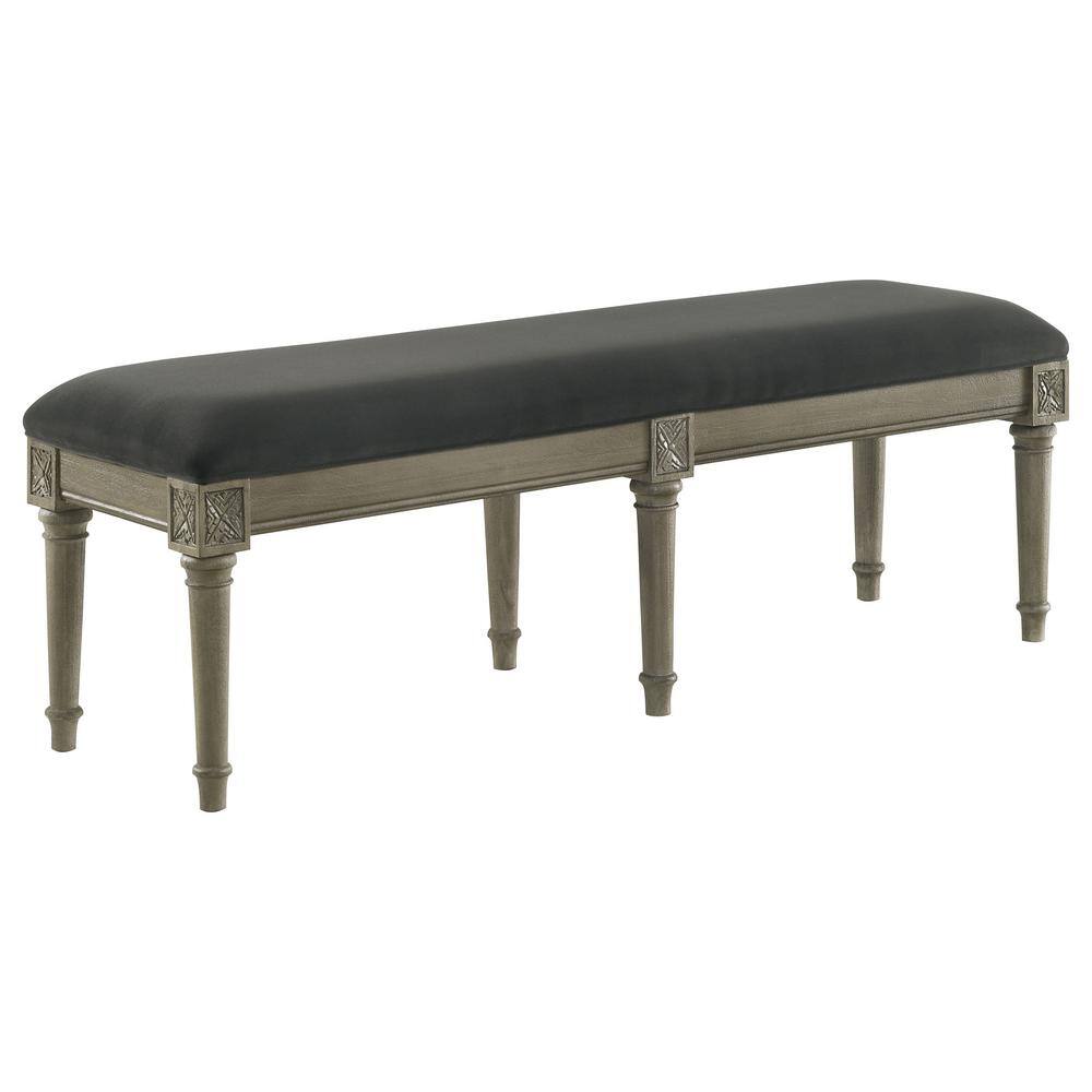 Alderwood Transitional French Grey Upholstered Bench