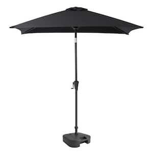 9 ft. Steel Market Square Tilting Patio Umbrella with Umbrella Base in Black