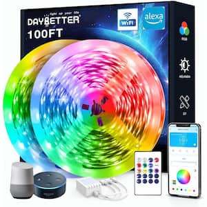 100 ft. Smart Plug-in Dimmable Cuttable Color Changing Integrated LED Strip Light