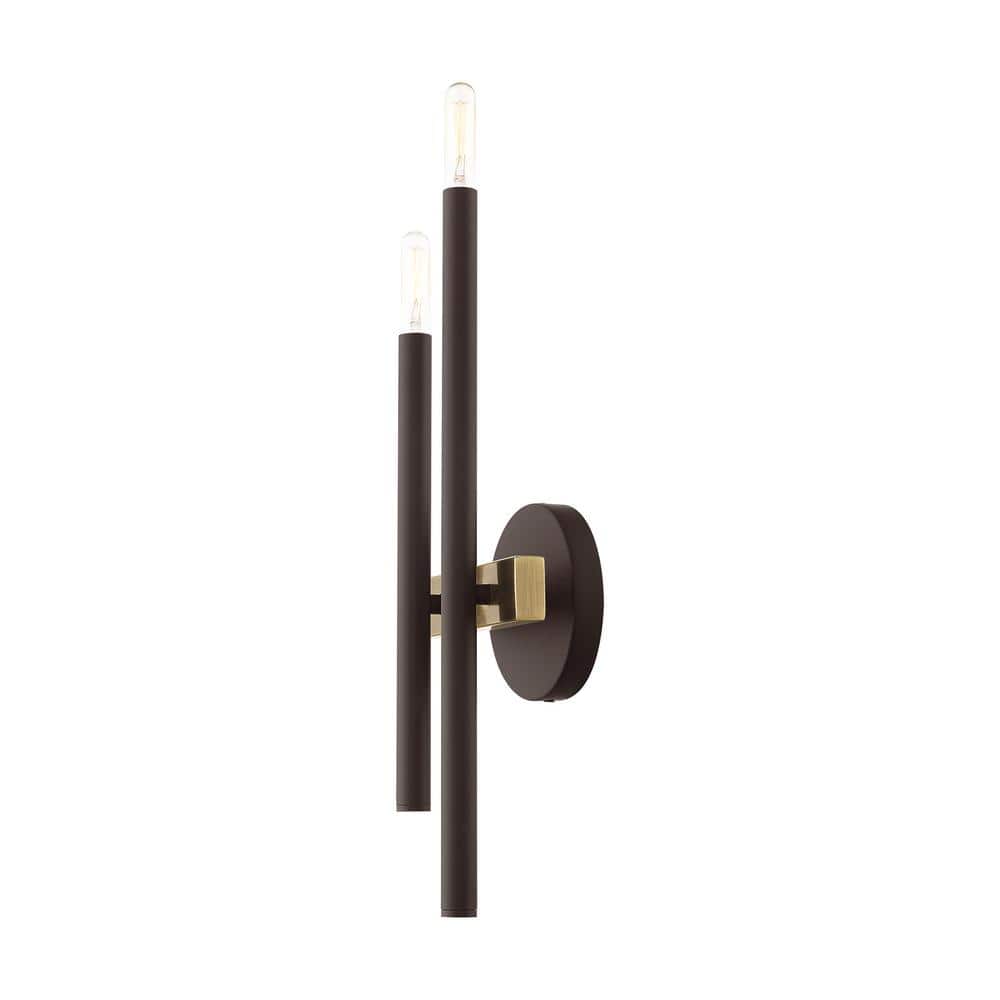 Denmark Bronze & Antique Brass 2-Light Dimmable Wall Sconce