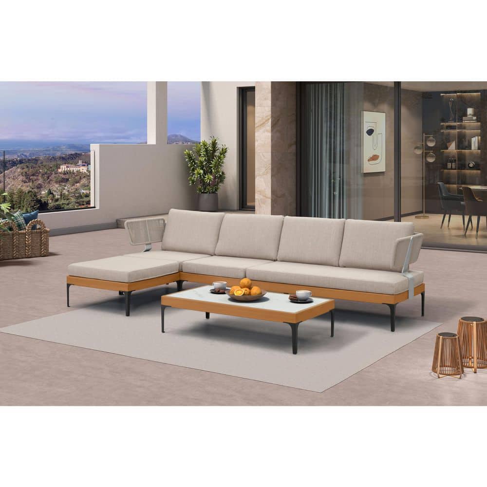 6 Pieces Patio Conversation Set with Ottoman and Table Modern Wicker Outdoor Furniture Set, Oatmeal Greige price history on PriceWatchPro
