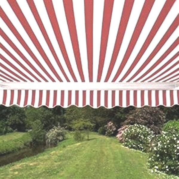 Aleko 13 Ft Manual Patio Retractable Awning 120 In Projection In Red And White Stripes Aw13x10rwstr05 Hd The Home Depot