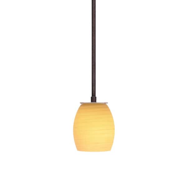 Unbranded Aspen 100 W 1-Light Dark Granite Standard Mini Pendant Light with Glass Shade