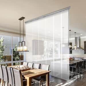 Pearly White Adjustable Sliding Single Rail Track with 15.75 in. Slates, Extendable 48 in. to 84 in. W x 94 in. L