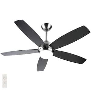 52 in. 6-Speeds Smart Indoor Silver Ceiling Fan with 3-Colors LED Light and DC Reversible Motor and Remote for Any Room