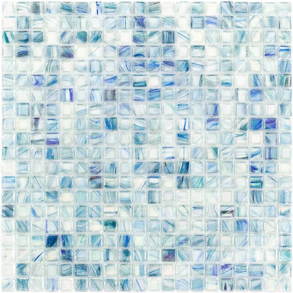Ivy Hill Tile Breeze Blue Ocean 12-3/4 in. x 12-3/4 in. Face Mounted Glass Mosaic Tile (1.15 sq. ft./Each)