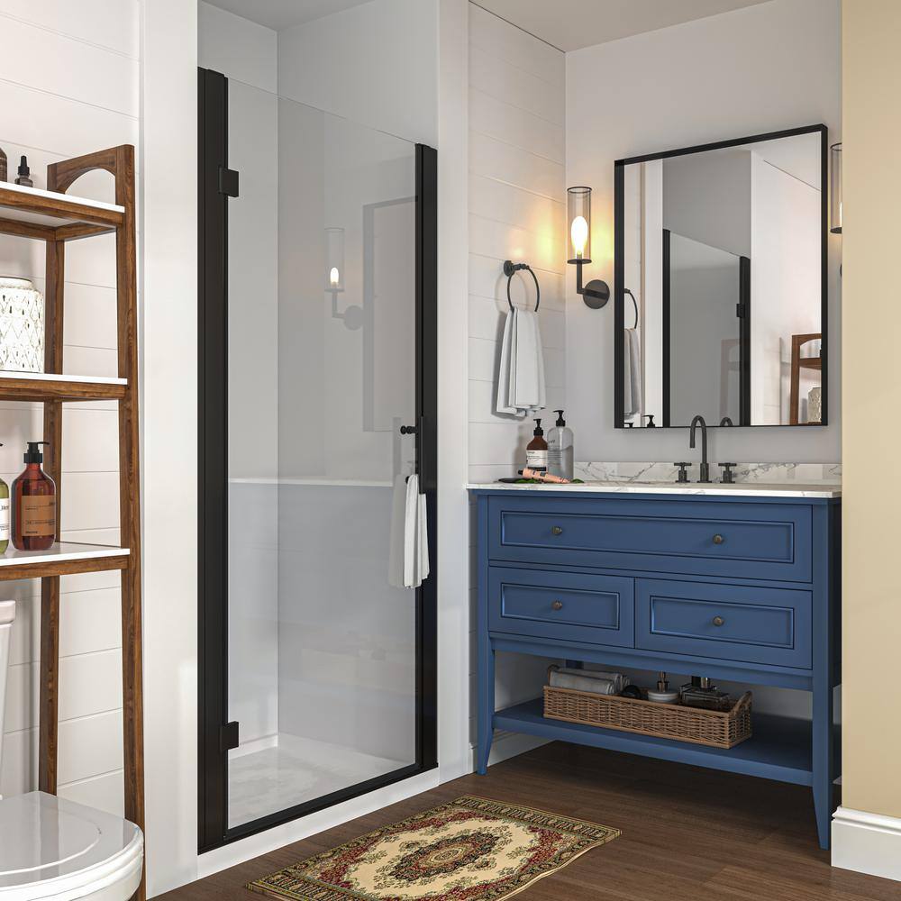 36'' x 72'' Frameless Clear Glass Shower Door in Matte Black