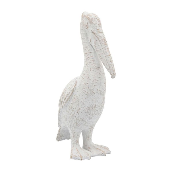 Liv & Skye White 9 in. x 14 in. Ceramic Standing Pelican Figurine