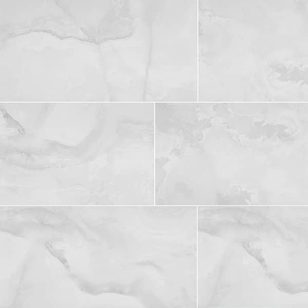 Calgary Onyx Polished White Onyx Stone Look Porcelain Rectangle Tile 24in.x48in.,Floor, Wall (27cases/432sq. ft./pallet)