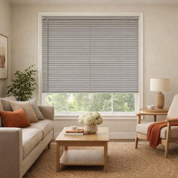 Grey Cordless Light Filtering No Drill Horizontal Window Blinds