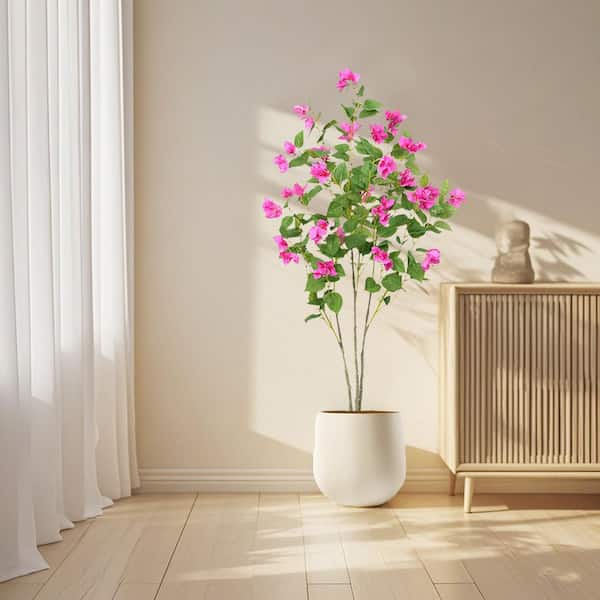 4 ft. Artificial Bougainvillea Tree in Pot, with Real Touch Leaves, Green Plant Bougainvillea Tree Decor