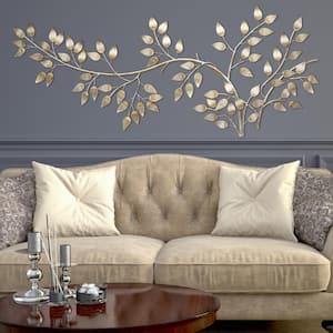 Brushed Gold Flowing Leaves Wall Decor