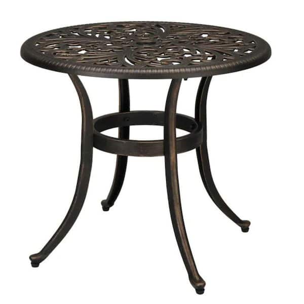 Phoenix Round Cast Aluminum Garden Table-23.6 in. Weather-Resistant Outdoor Dining Table for Patio, Bronze Powder-Coated