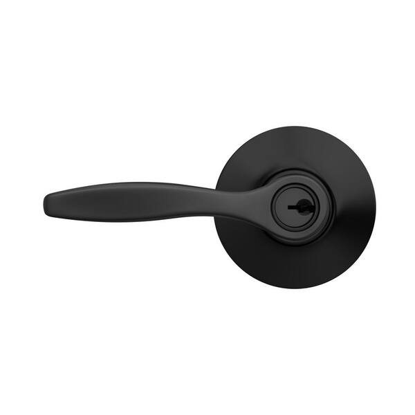 Schlage Delfayo Matte Black Keyed Entry Door Lever F51A DEL 622