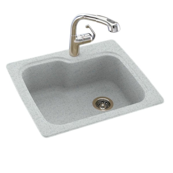 Swan Drop-In/Undermount Solid Surface 25 in. 1-Hole Single Bowl Kitchen Sink in Tahiti Grey
