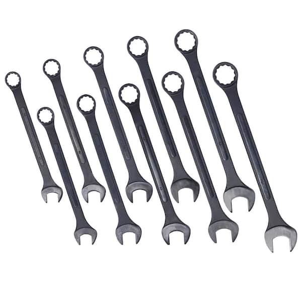10-Piece 34mm - 50mm Metric Extra Large Combination Wrench Set (Extra Large) with Bag in Black