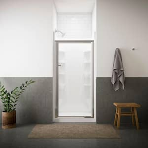 Vista Pivot II 31-36 in. x 66 in. Framed Pivot Shower Door in Silver with Handle