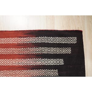 Red/Black 4 ft. x 6 ft. Hand-Knotted Wool Modern Modern Flat Weave Rug Area Rug
