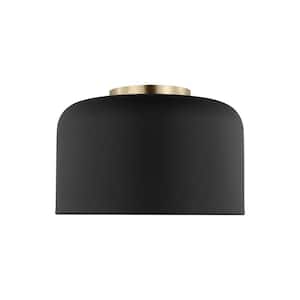 Malone 10.75 in. 1-Light Midnight Black Small Ceiling Flush Mount with LED Bulb